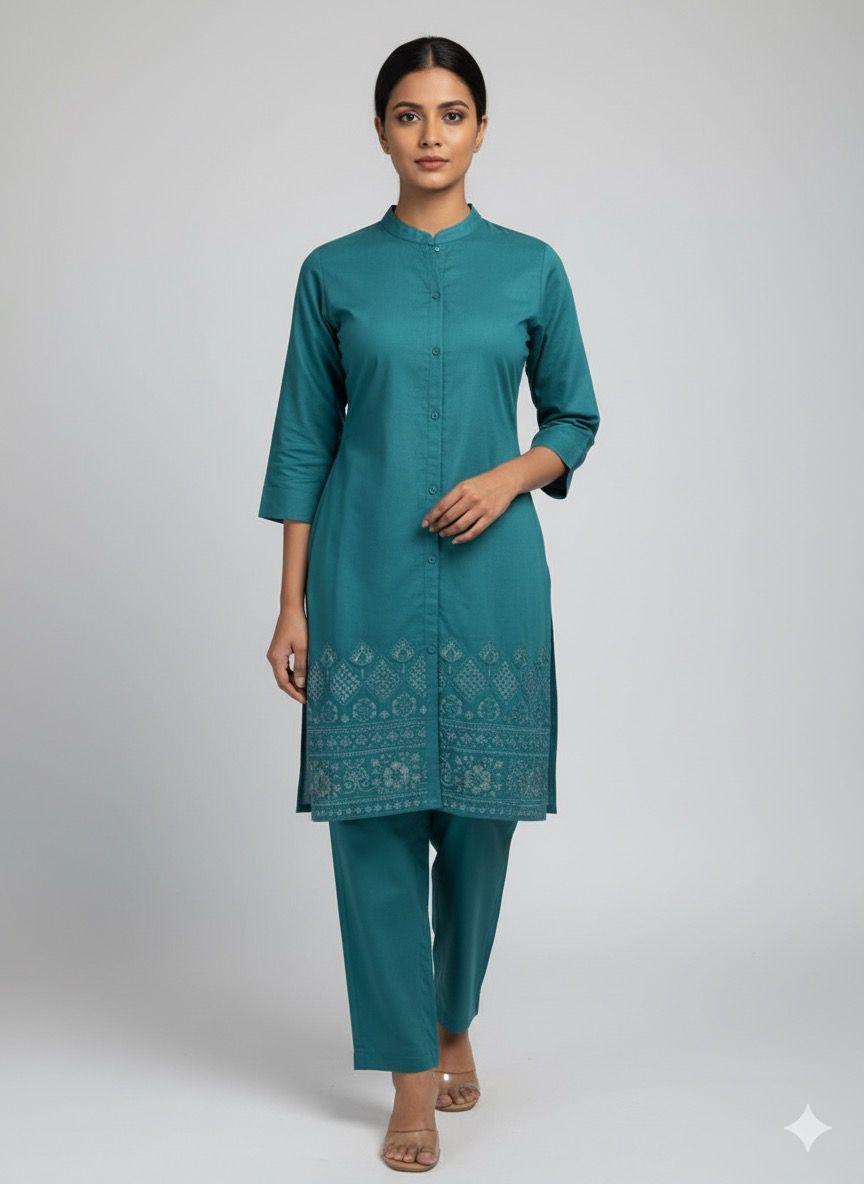 Shree Shanti Selection - Women's Blue Embroidered Coord Set